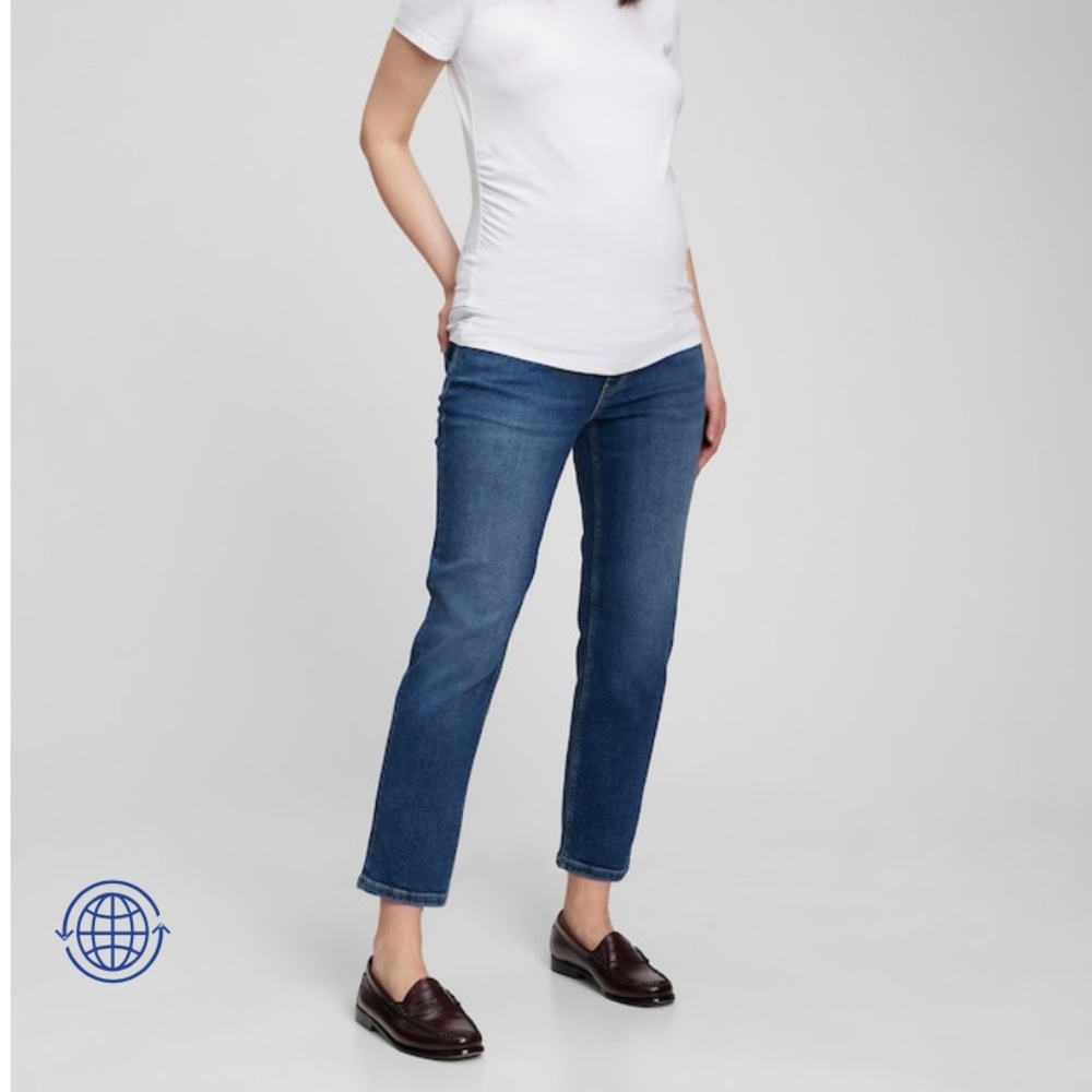 Maternity True Waistband Full Panel Cheeky Straight Jeans in Medium